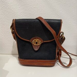Vintage Dooney & Bourke Black and Brown Leather Crossbody Bag